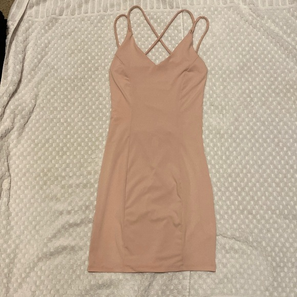 Blush pink strappy back dress - Picture 1 of 3